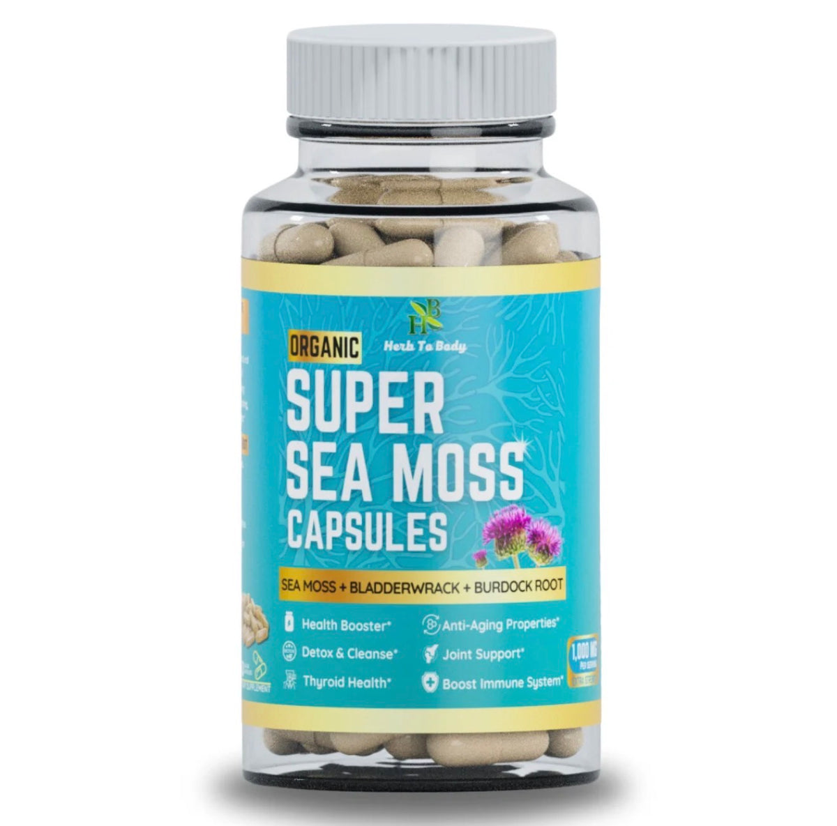 Irish Sea Moss w/ Bladderwarck & Burdock Root Capsules (Chondrus Crispus)