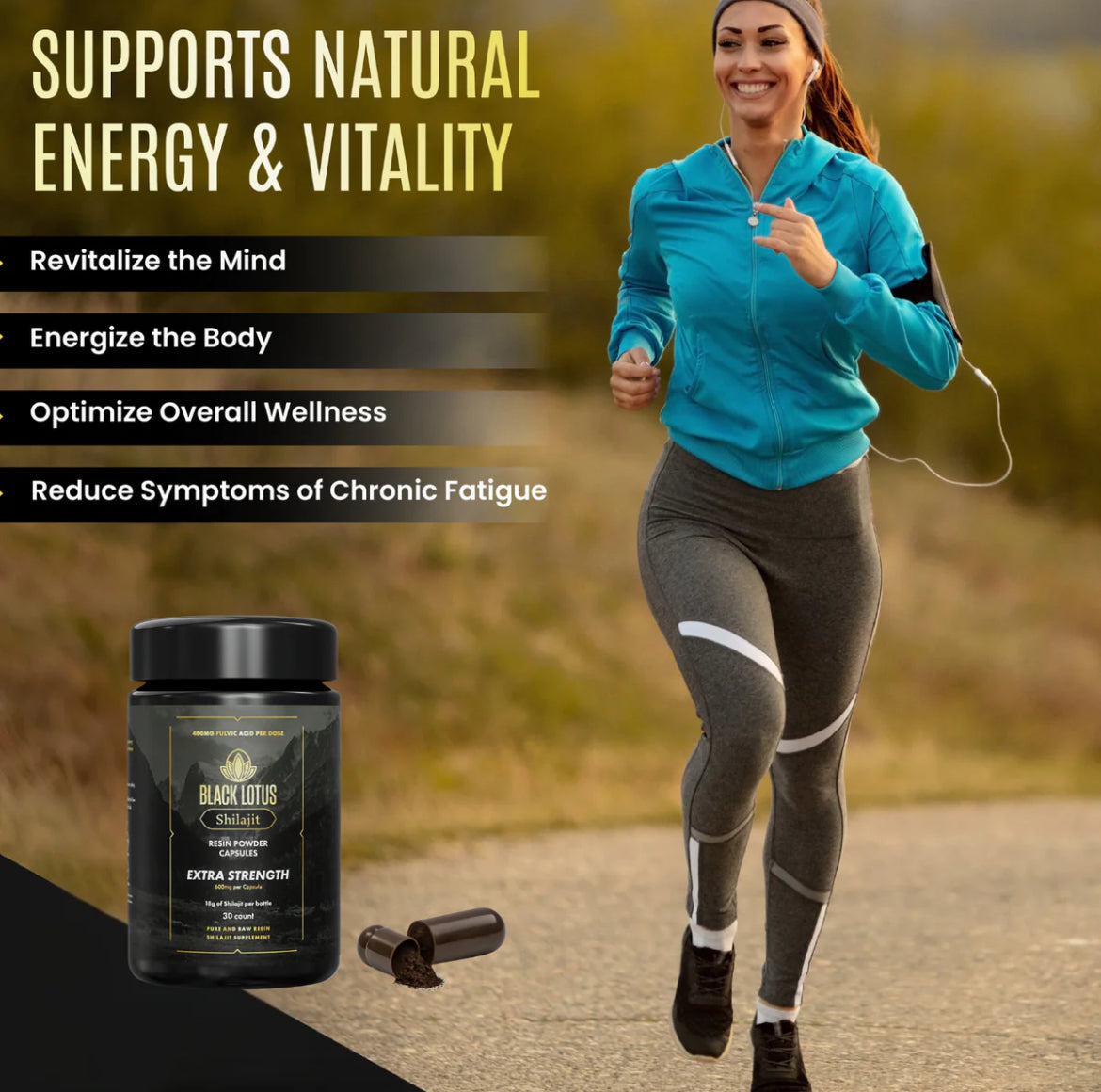 Shilajit Raw Resin Powder Capsules: EXTRA STRENGTH
